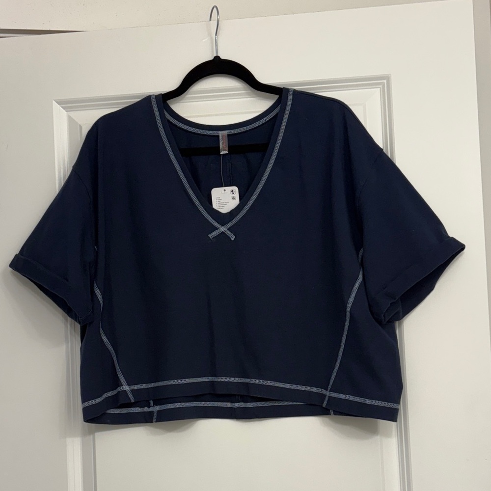NWT Free People Navy V-Neck Top